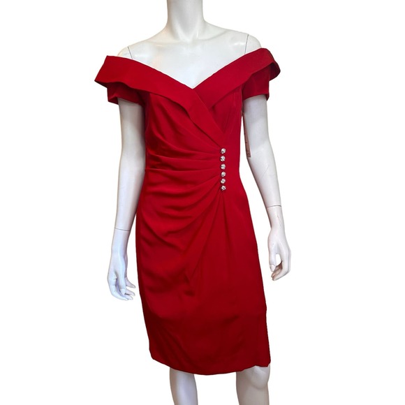 En Francais by Huey Waltzer New Deadstock Vintage 80's Red Cocktail Dress NWT 8 - Picture 1 of 10